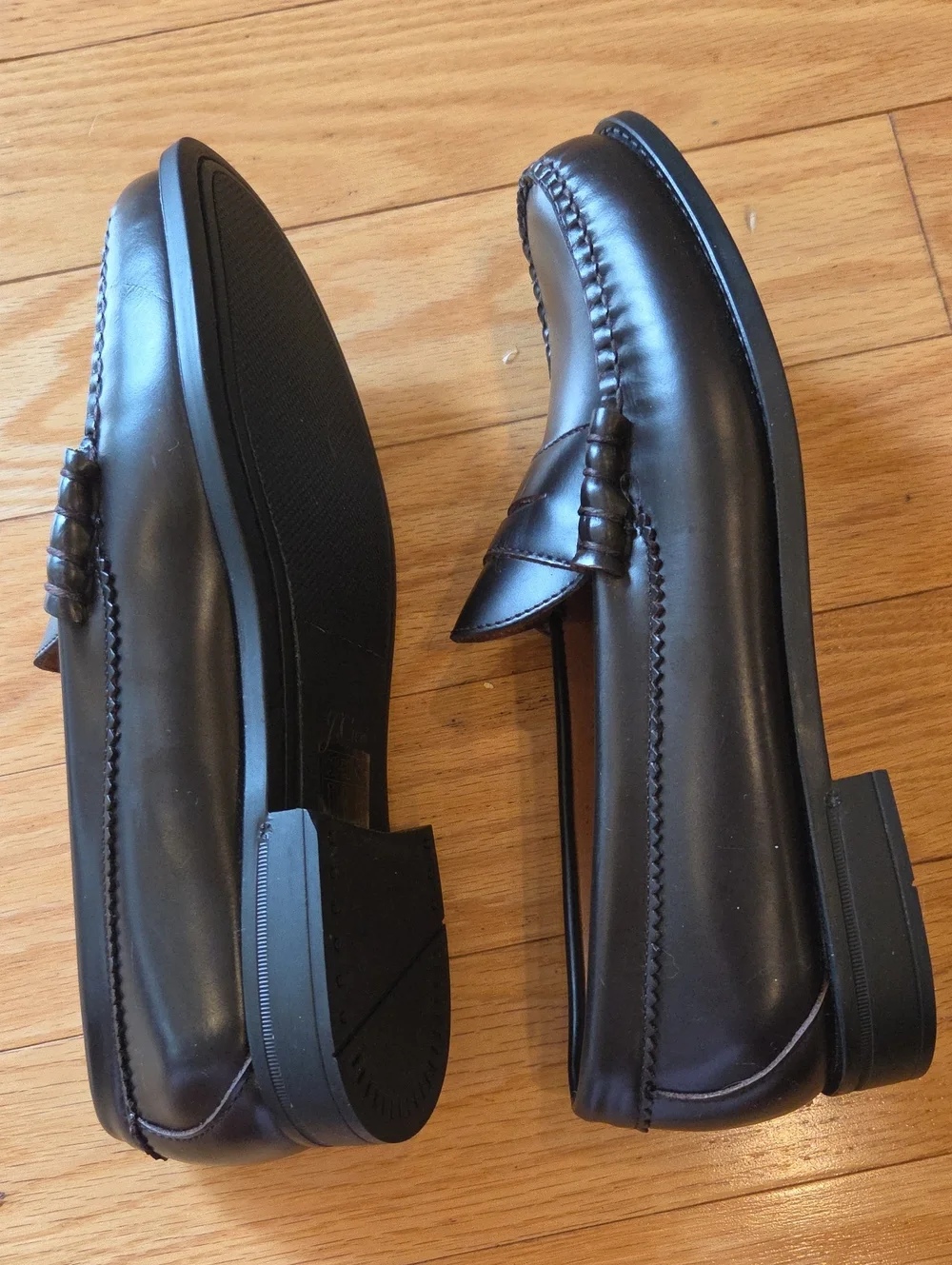 J. Crew Camden Classic Leather Penny Loafers in Dark Brown With Rubber Soles